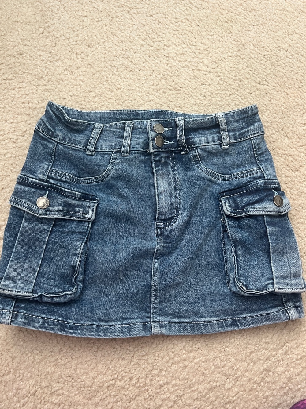 Denim Cargo Pocket Blue Mini Skirt